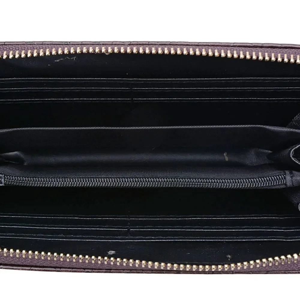 Wallet Purse Clutch Over Size Zip Closure Brown
